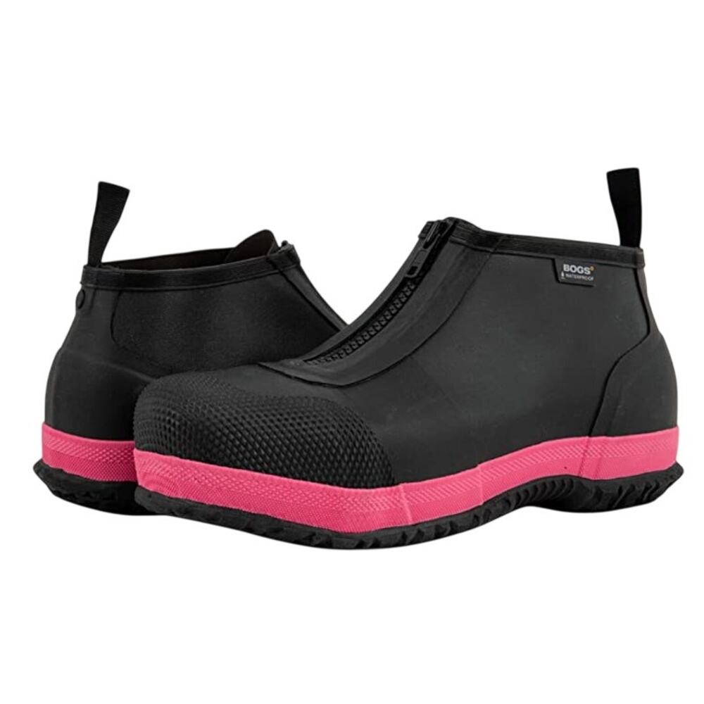 Bogs Mens Overshoe Zip Work Shoe US 10 EU 43 Black Pink Composite Toe WP EUC